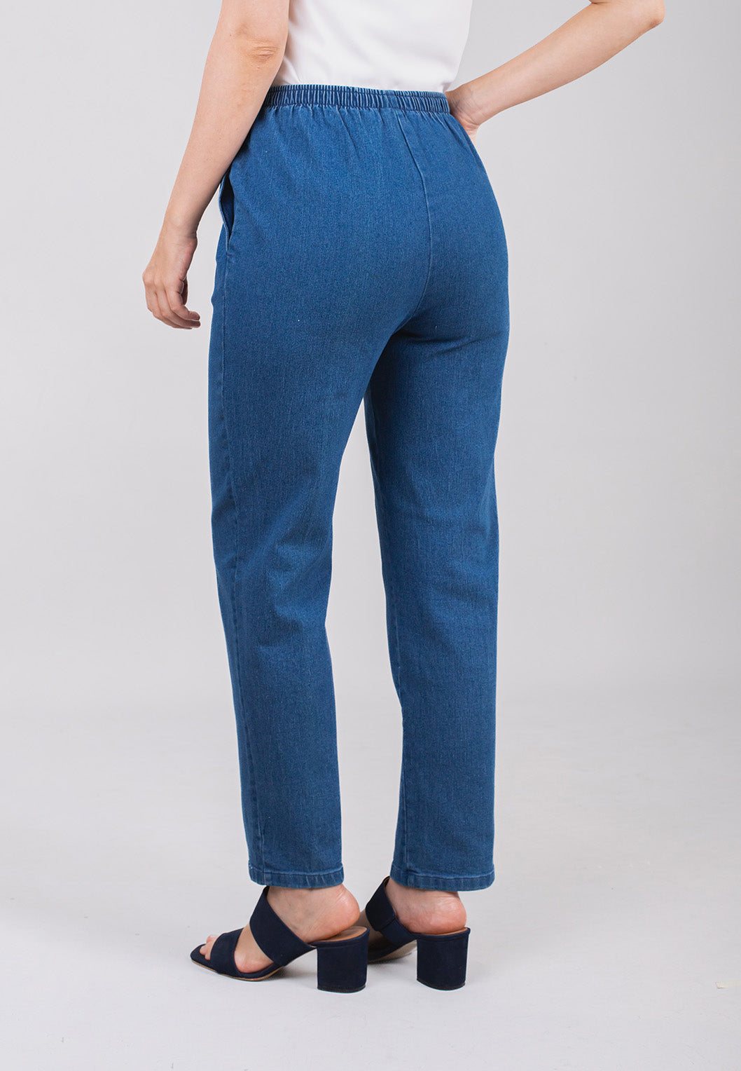 Pull On Denim Pant - Med Blue