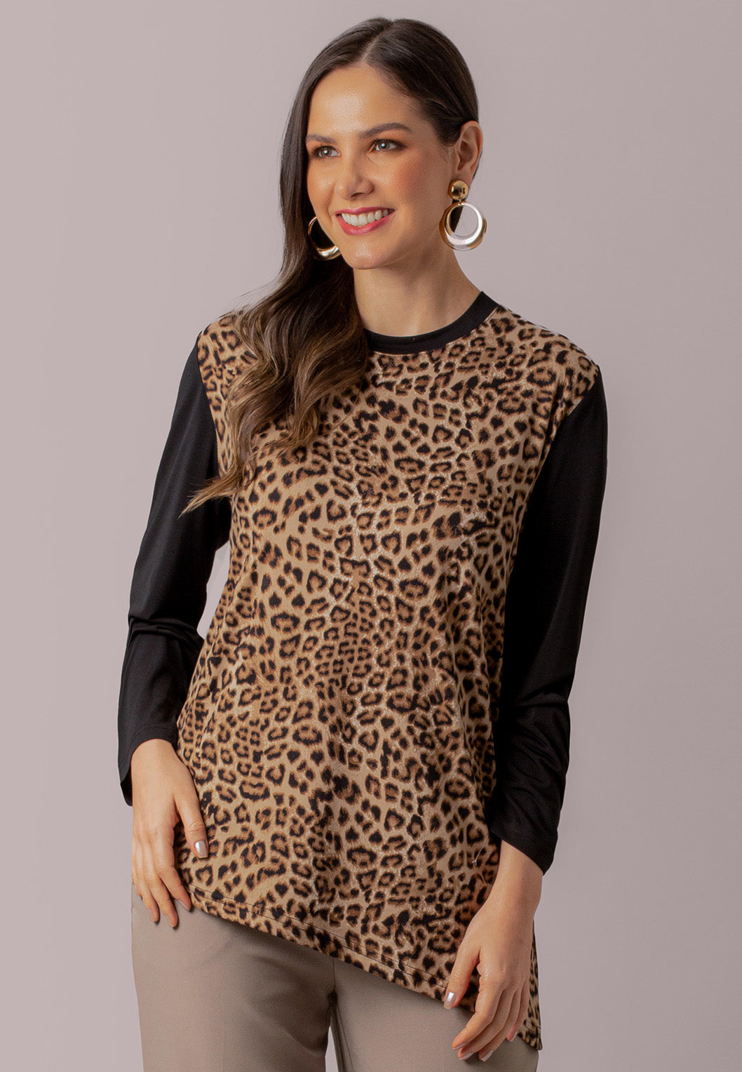 Long Sleeve Leopard Print Top