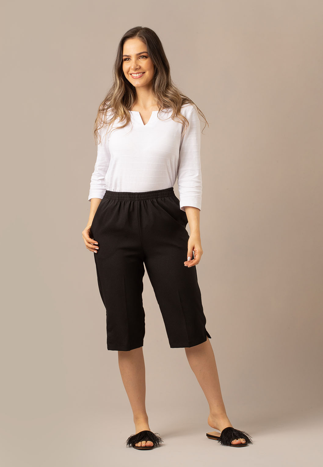 Pull On Poly Poplin Capri