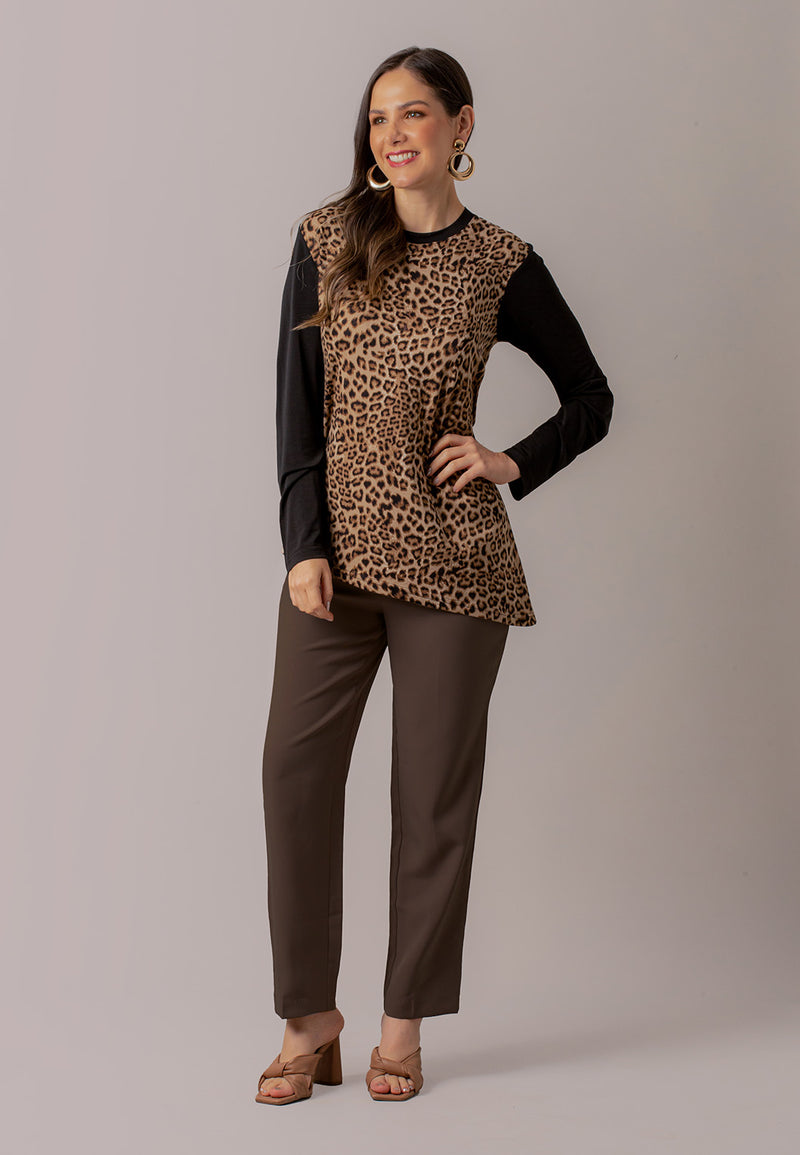 Long Sleeve Leopard Print Top