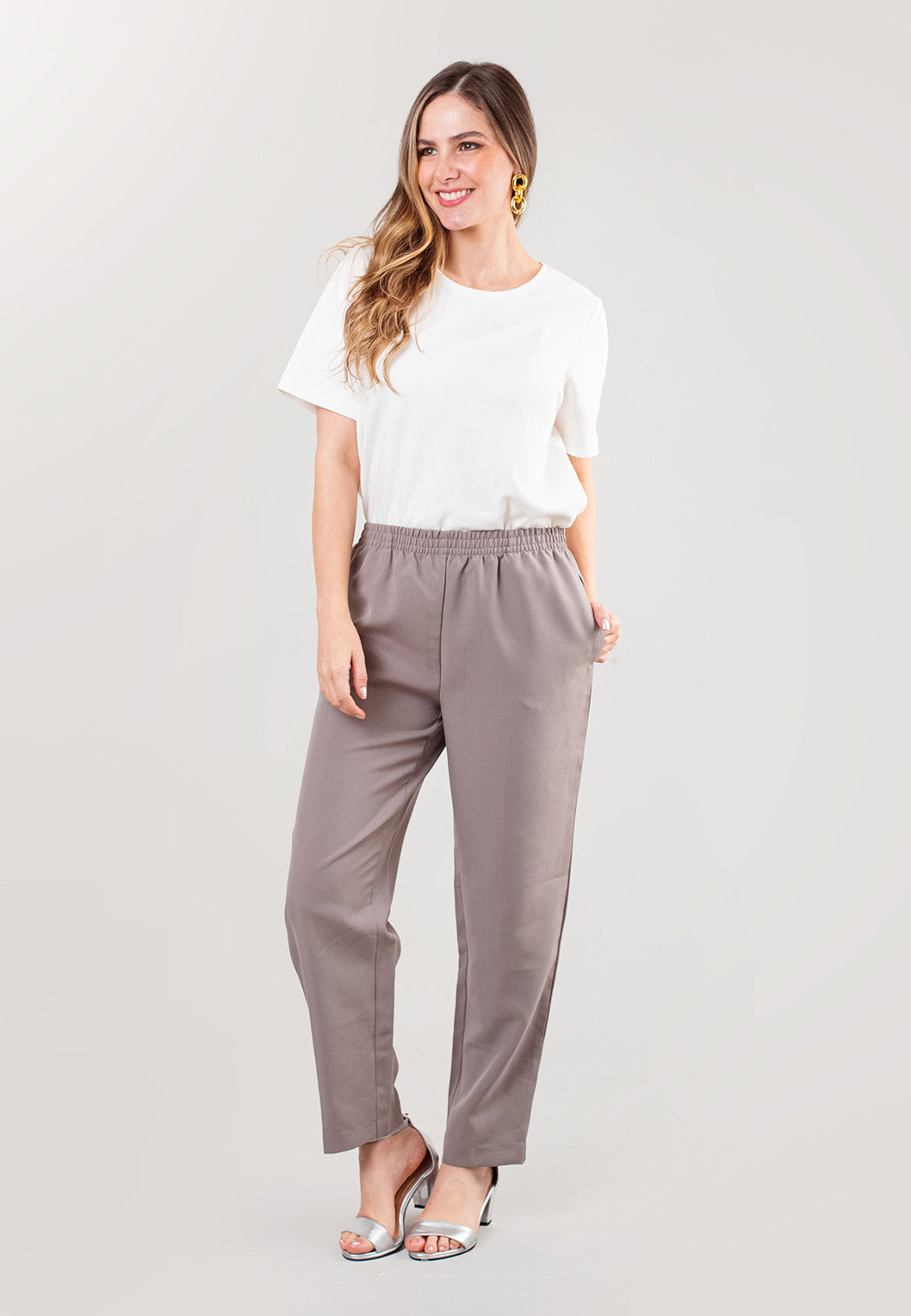 Poly Poplin Pull On Pants Mocha