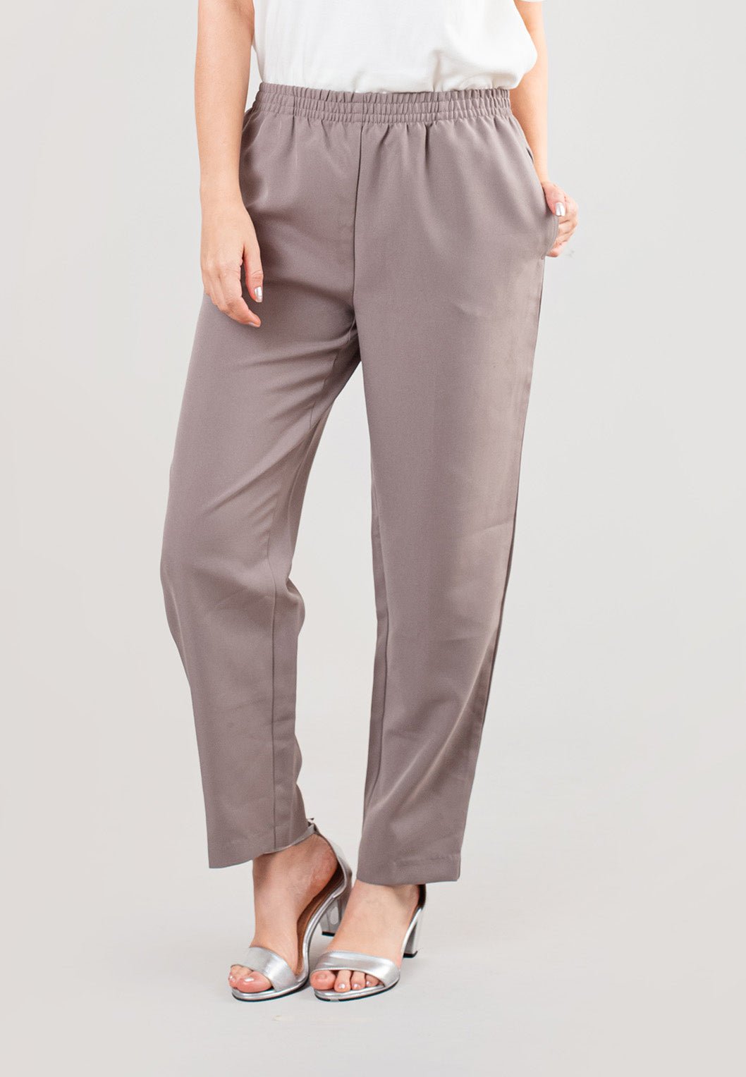 Poly Poplin Pull On Pants Mocha