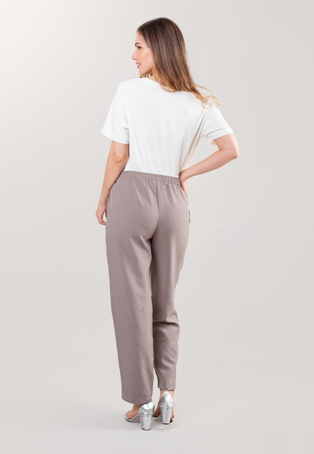 Poly Poplin Pull On Pants Mocha