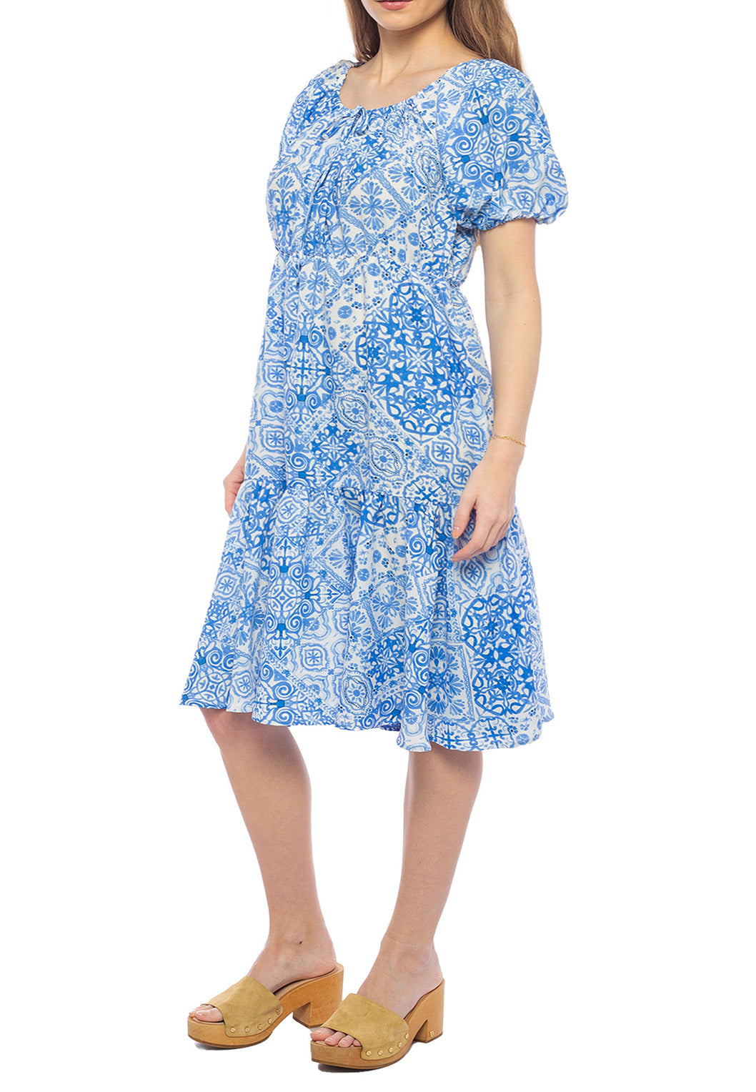 Linen-Like Print Dress