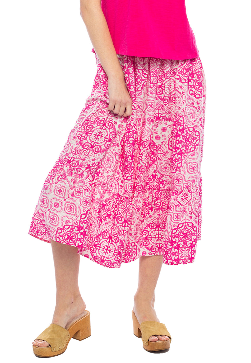 Linen-Like Smocked Yoke Skirt