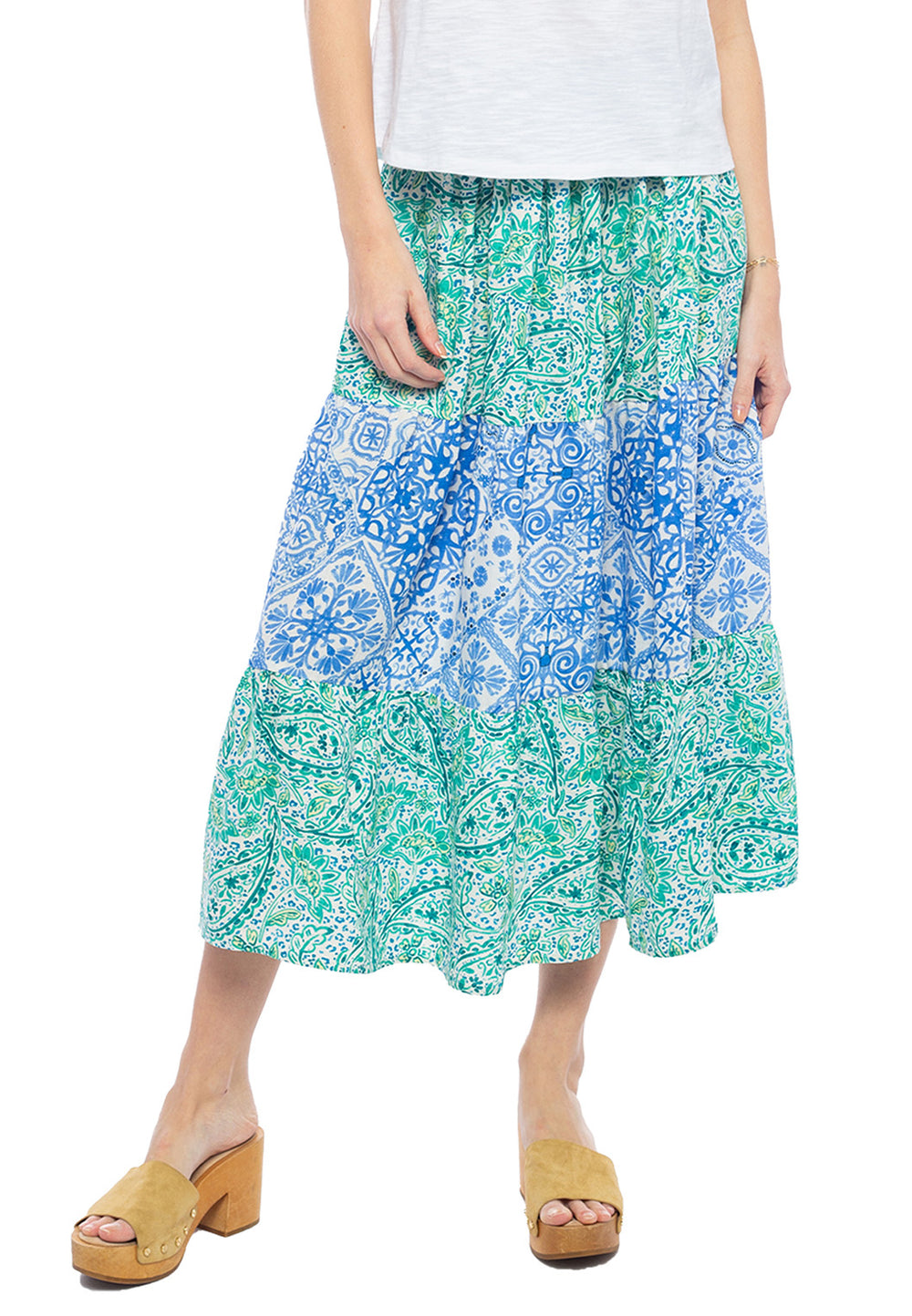 Linen-Like Smocked Yoke Skirt