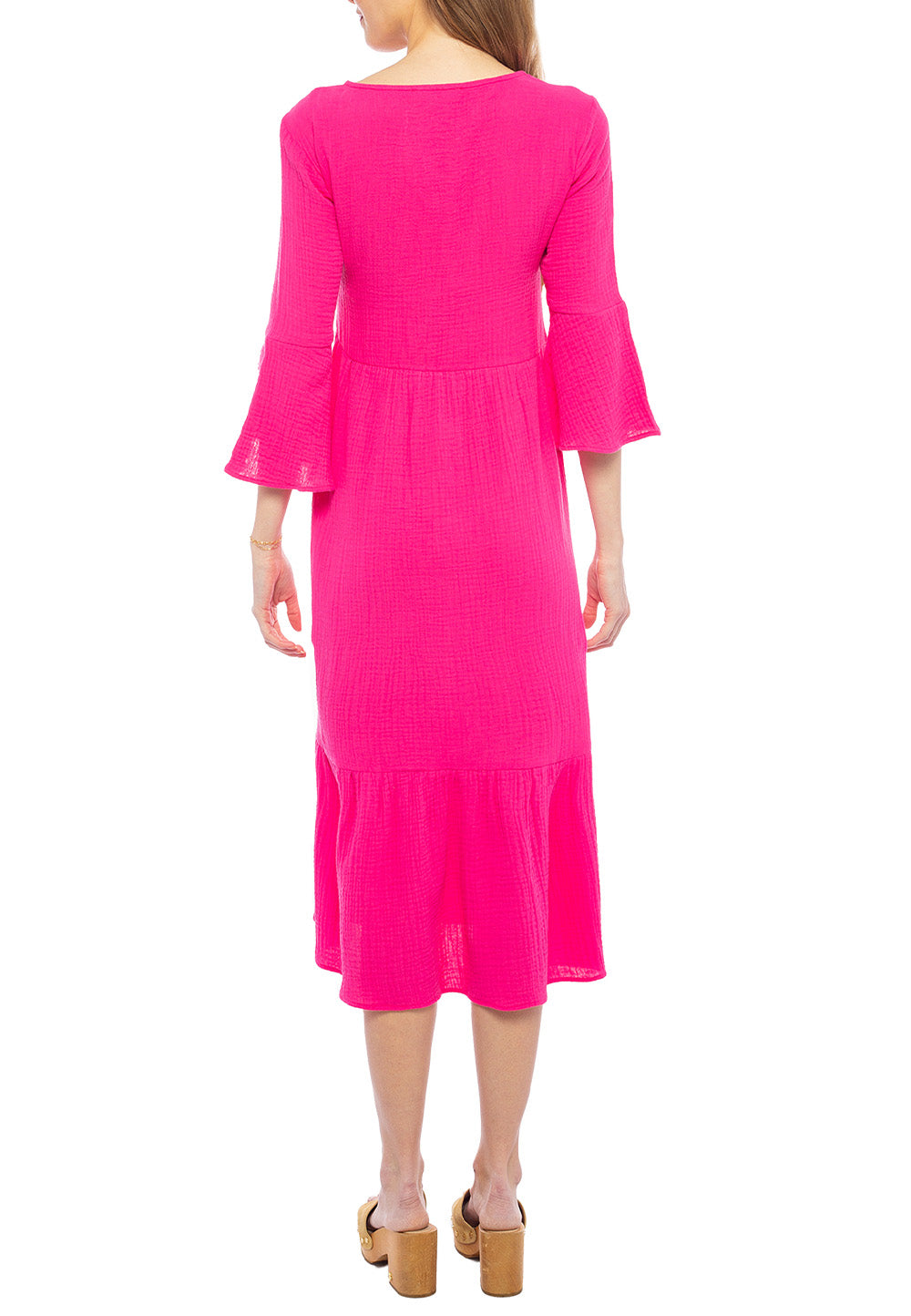 Tiered Gauze Dress with Bell Sleeves