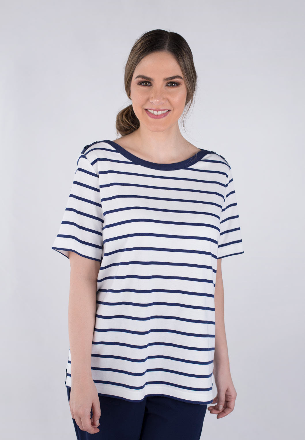 Short Sleeve Boat Neck Top