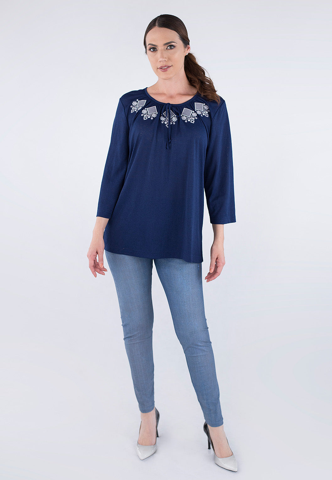 3/4 Sleeve Embroidery Blouse.