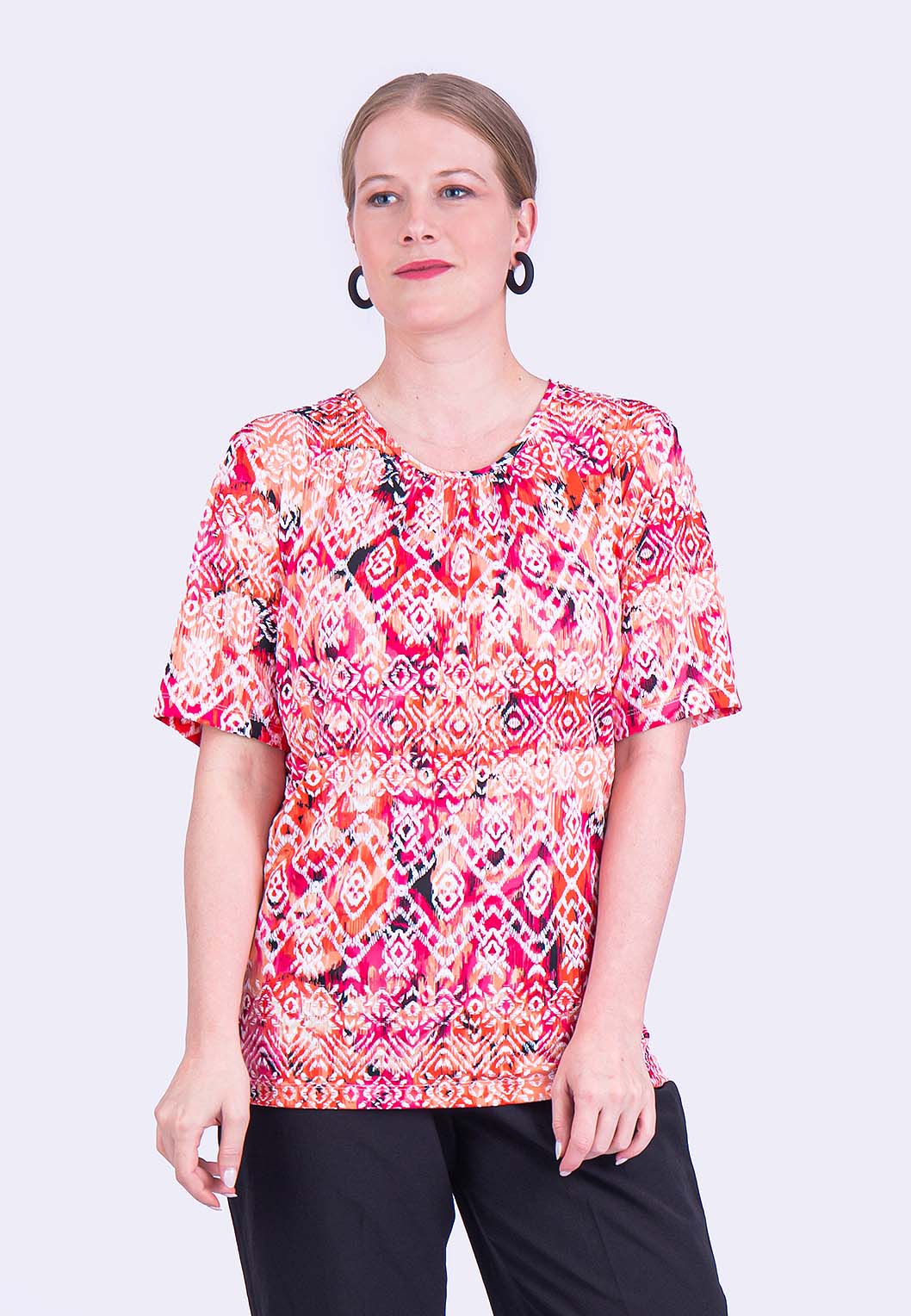 Short Sleeve Rouched Neck Top