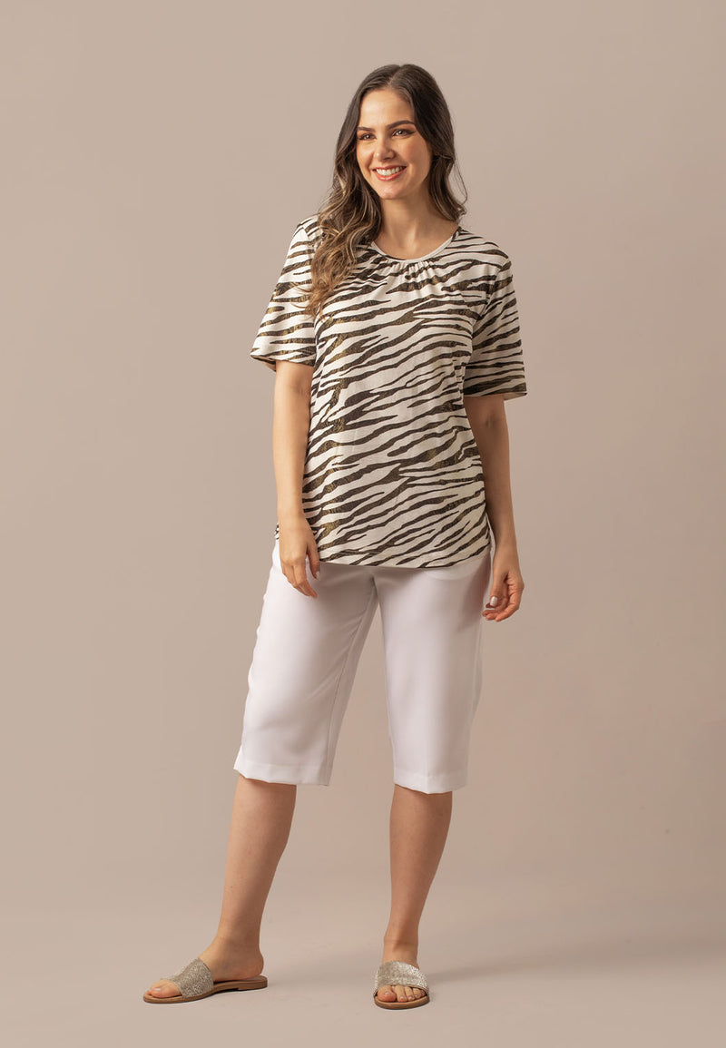 Short Sleeve Jewel Neck