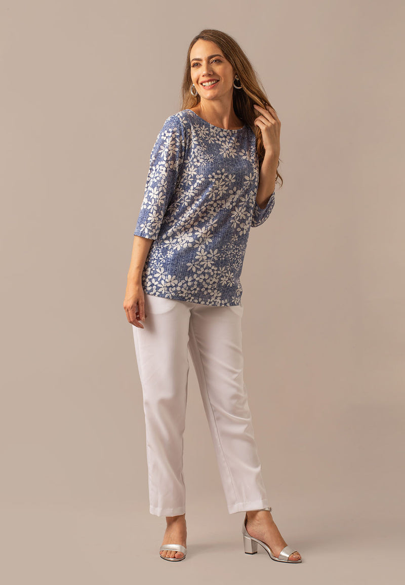 3/4 Sleeve Knit Top - Summer Denim Collection