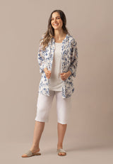 3/4 Sleeve Button Front Blouse - Summer Denim Collection