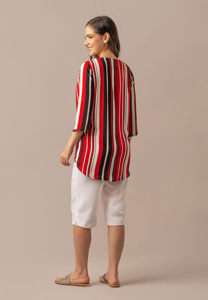 3/4 Sleeve Striped Blouse