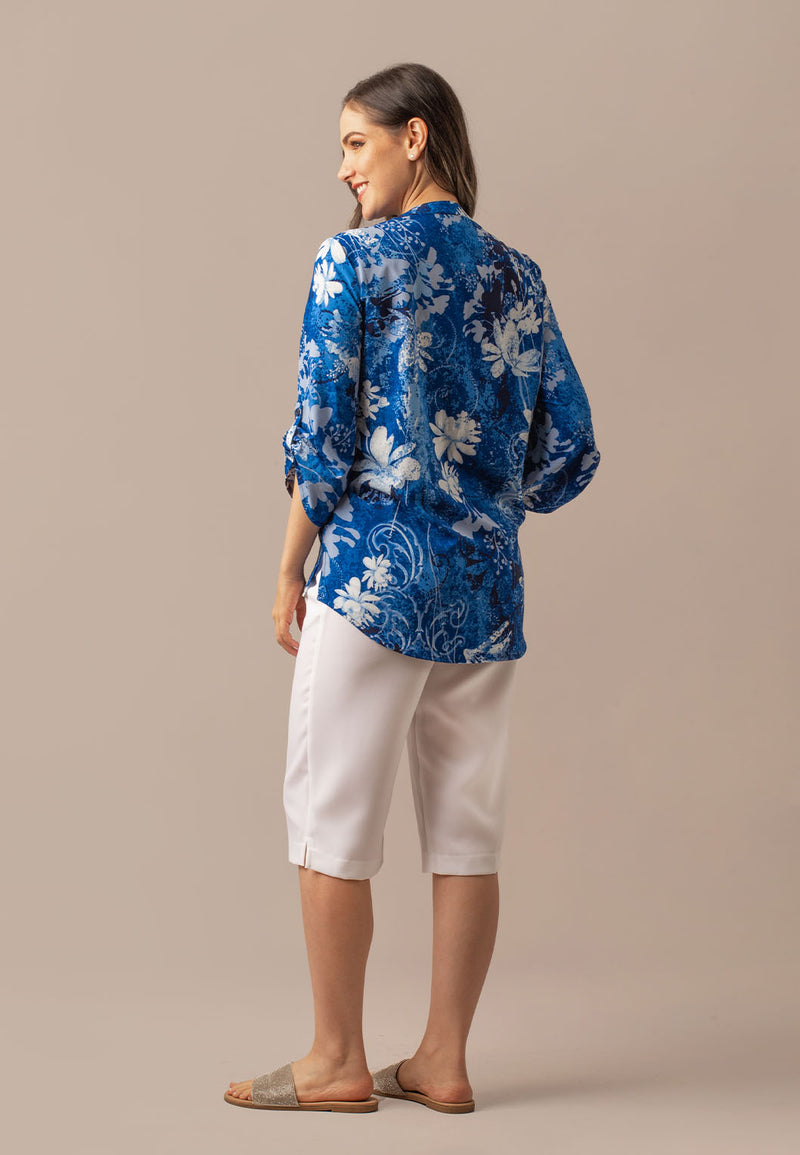 3/4 Sleeve Printed Blouse - Summer Denim Collection