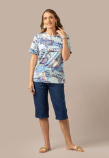 Short Sleeve Jewel Neck Top - Summer Denim Collection