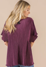 Crystal Pleat Midi Top Wine