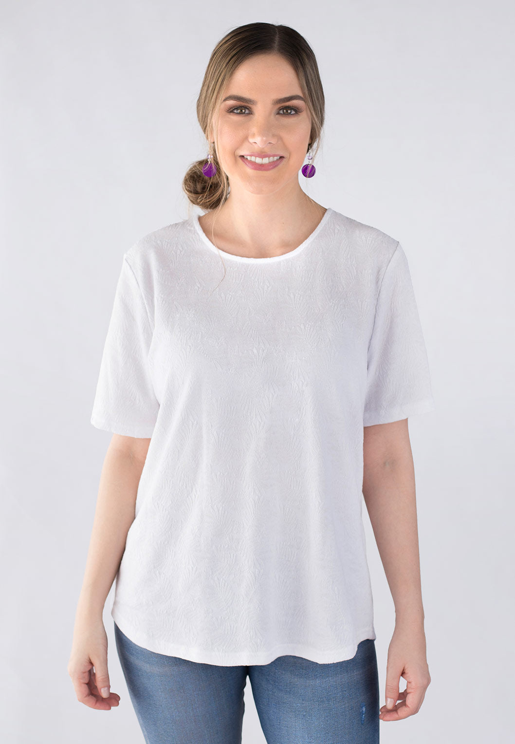 Short Sleeve Jewel Neck Top