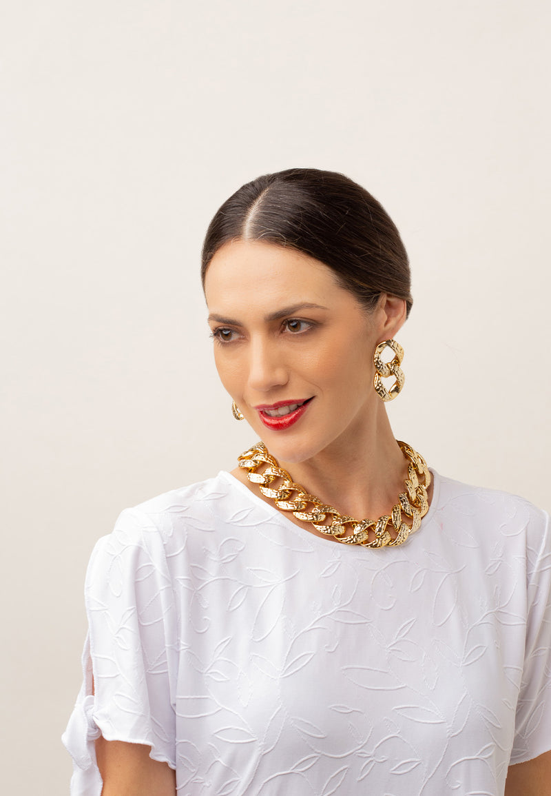 Gold Necklace and Earring Set