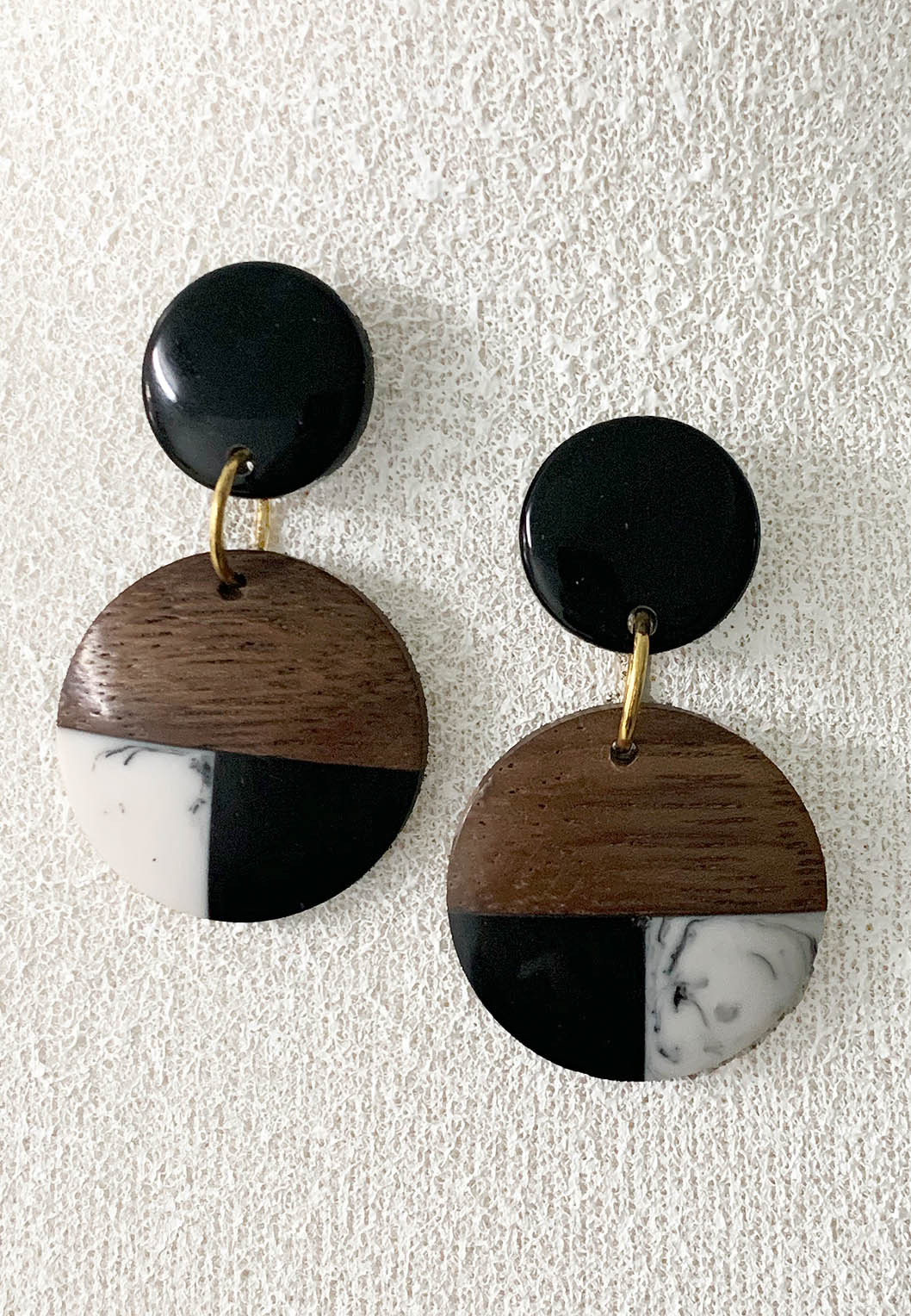 Wood and Resin Post Earrings