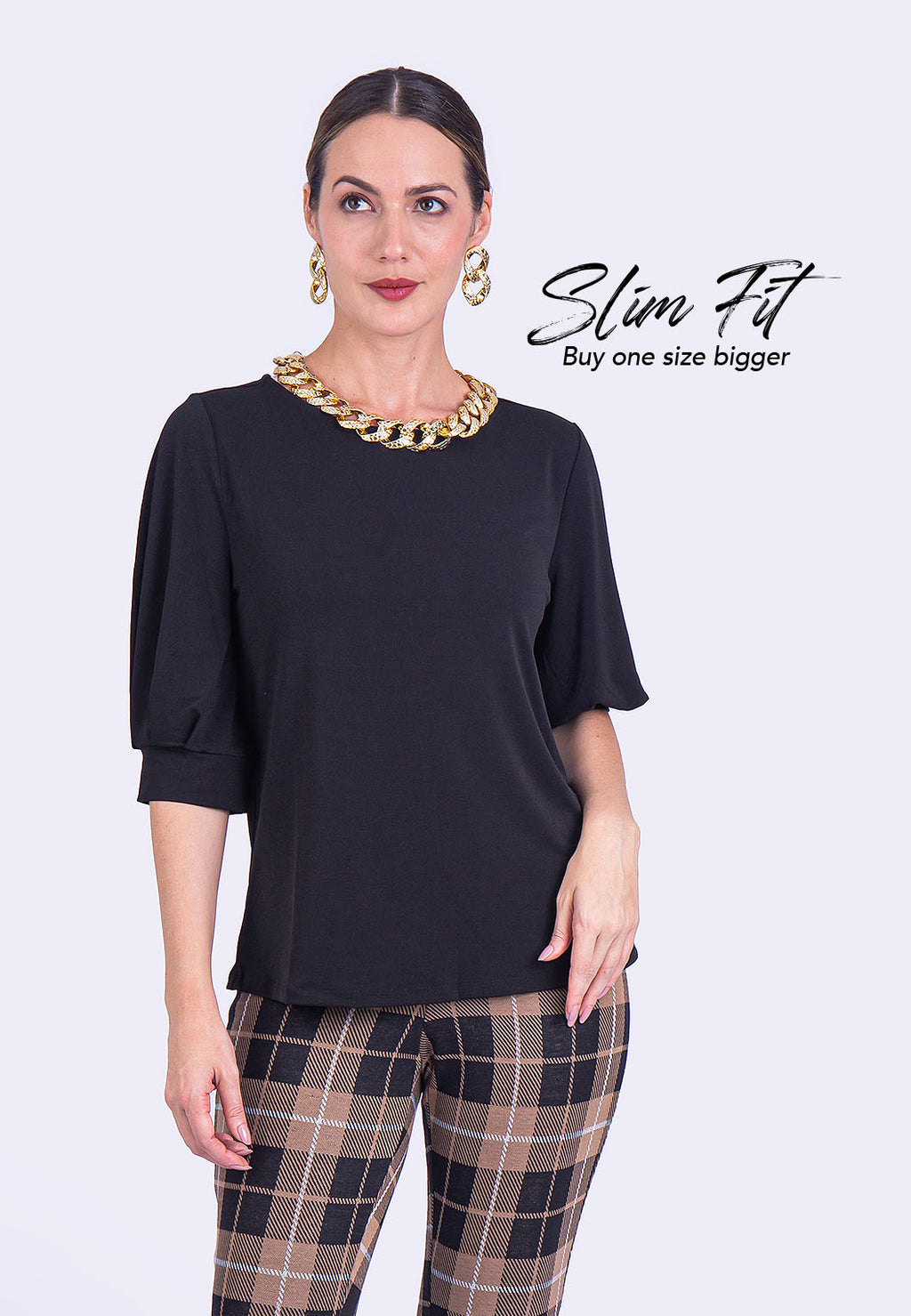 fashion bpc bonprix collection women 3/4 sleeve shirt top size M, 057WM1T01