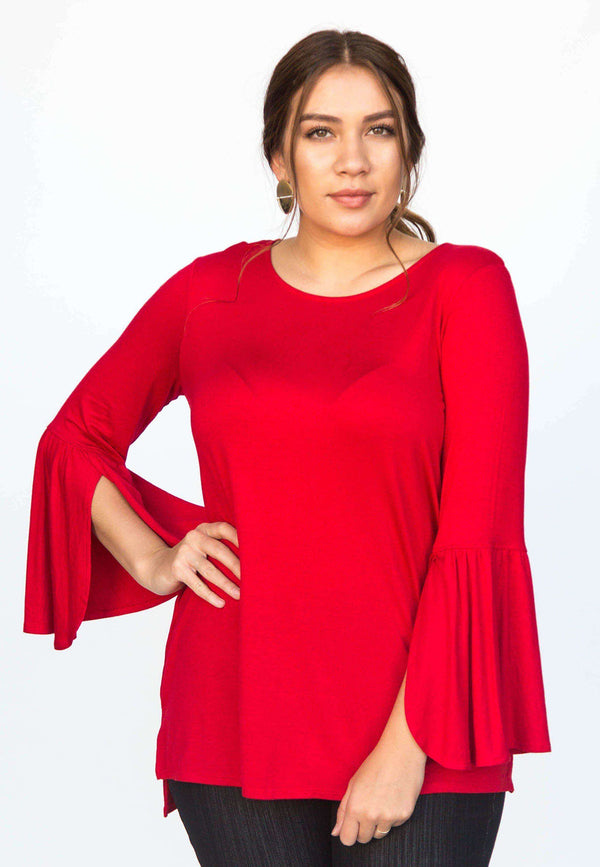 Bell Sleeve Tunic Red